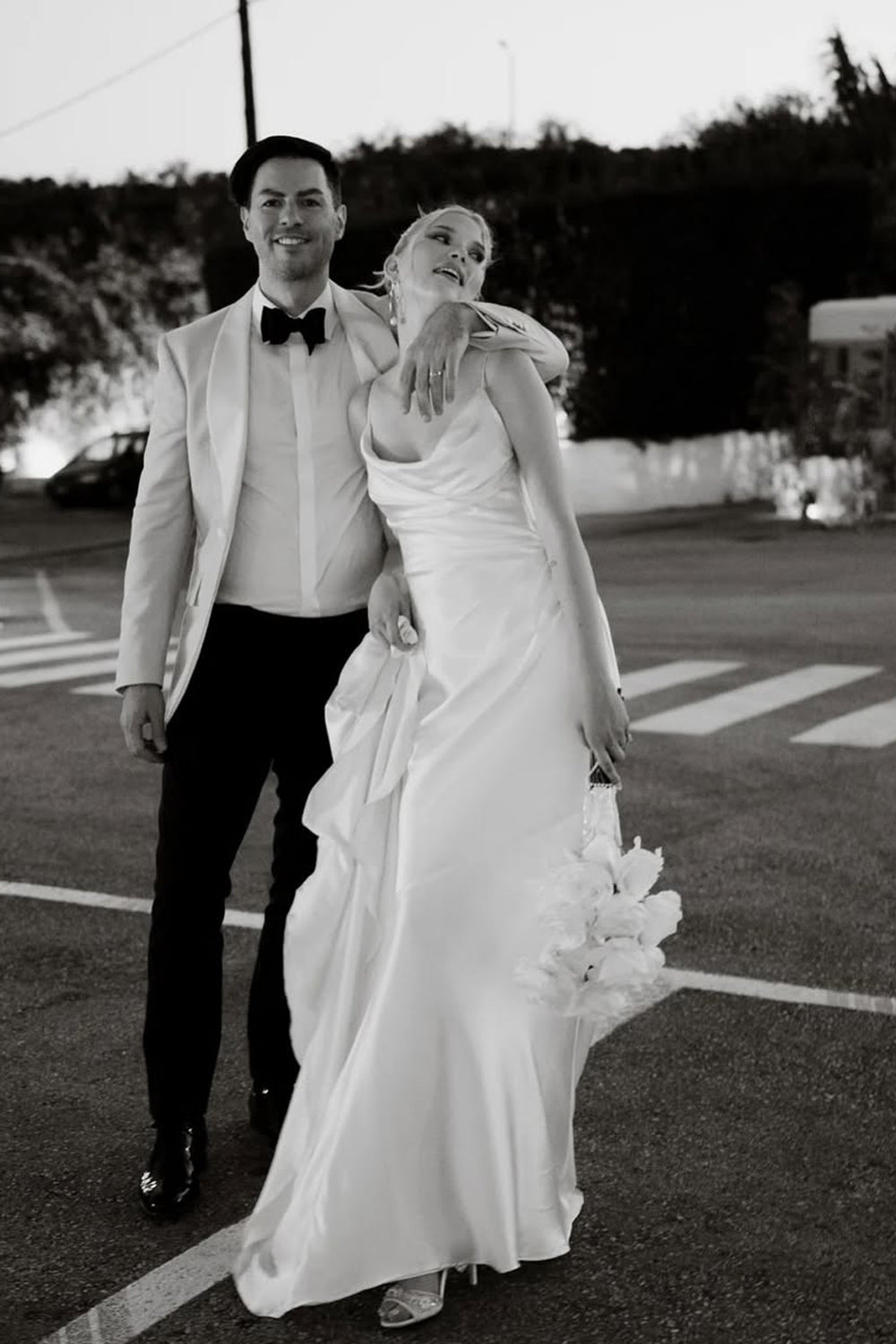 Romantic Mermaid Cowl Neck Silk Satin Wedding Dresses Gown HS850