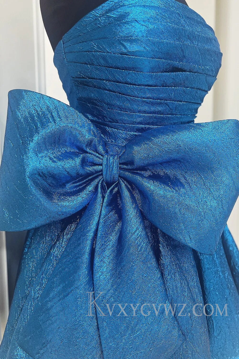 Blue Strapless Corset A Line Short Homecoming Dress With Bow LF101
