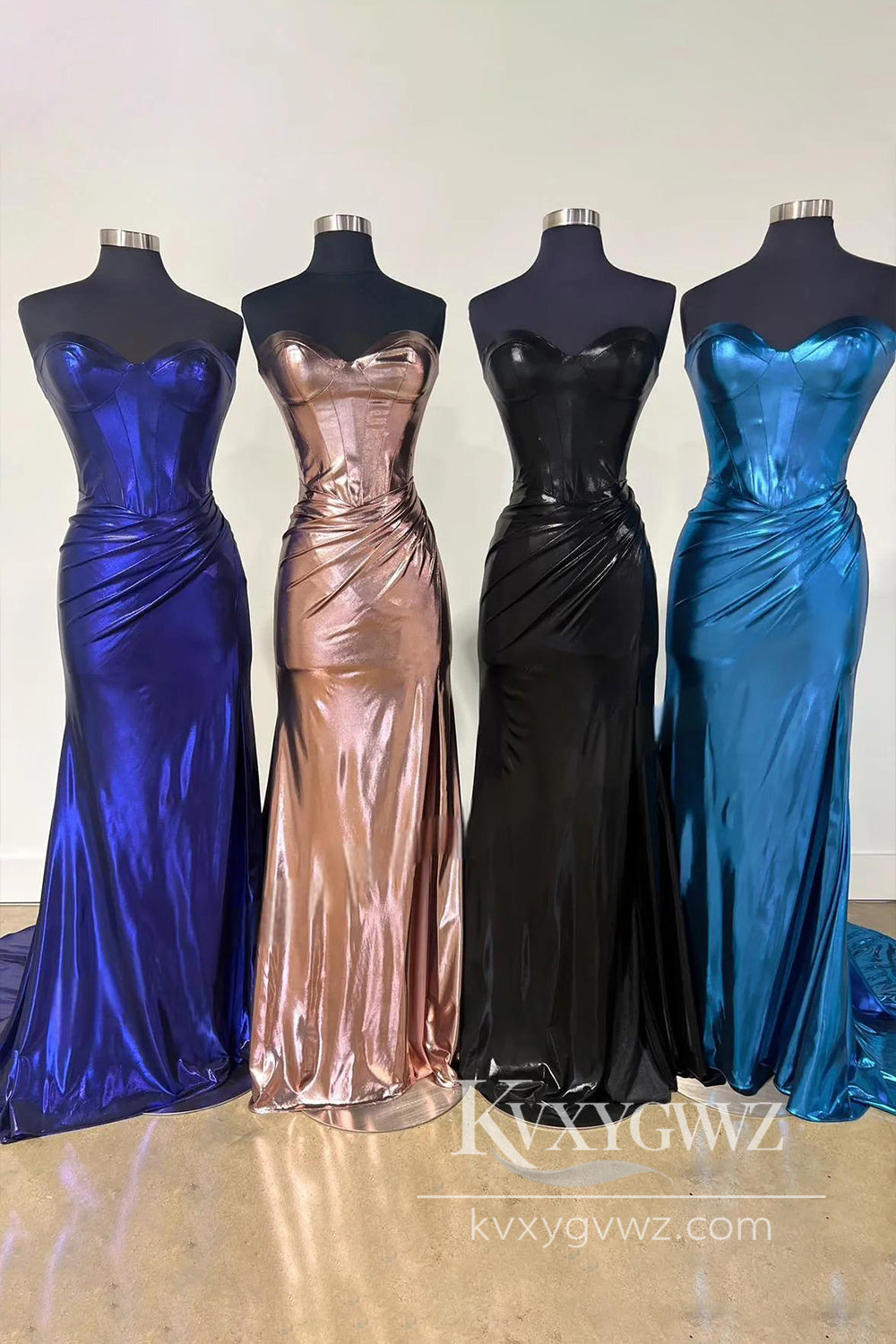 Fashion Sweet Mermaid Evening Gown Brown Conspicuous Satin Prom Dress With Split LF1024