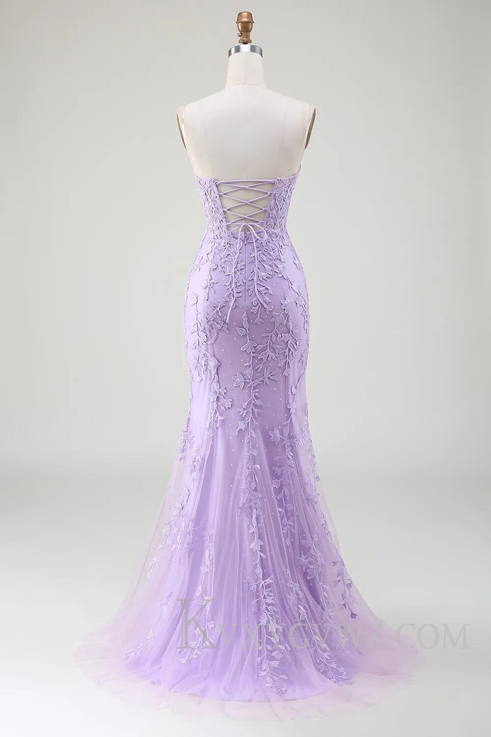 Pink Corset Sweetheart Long Lace Prom Dress with Slit LF107