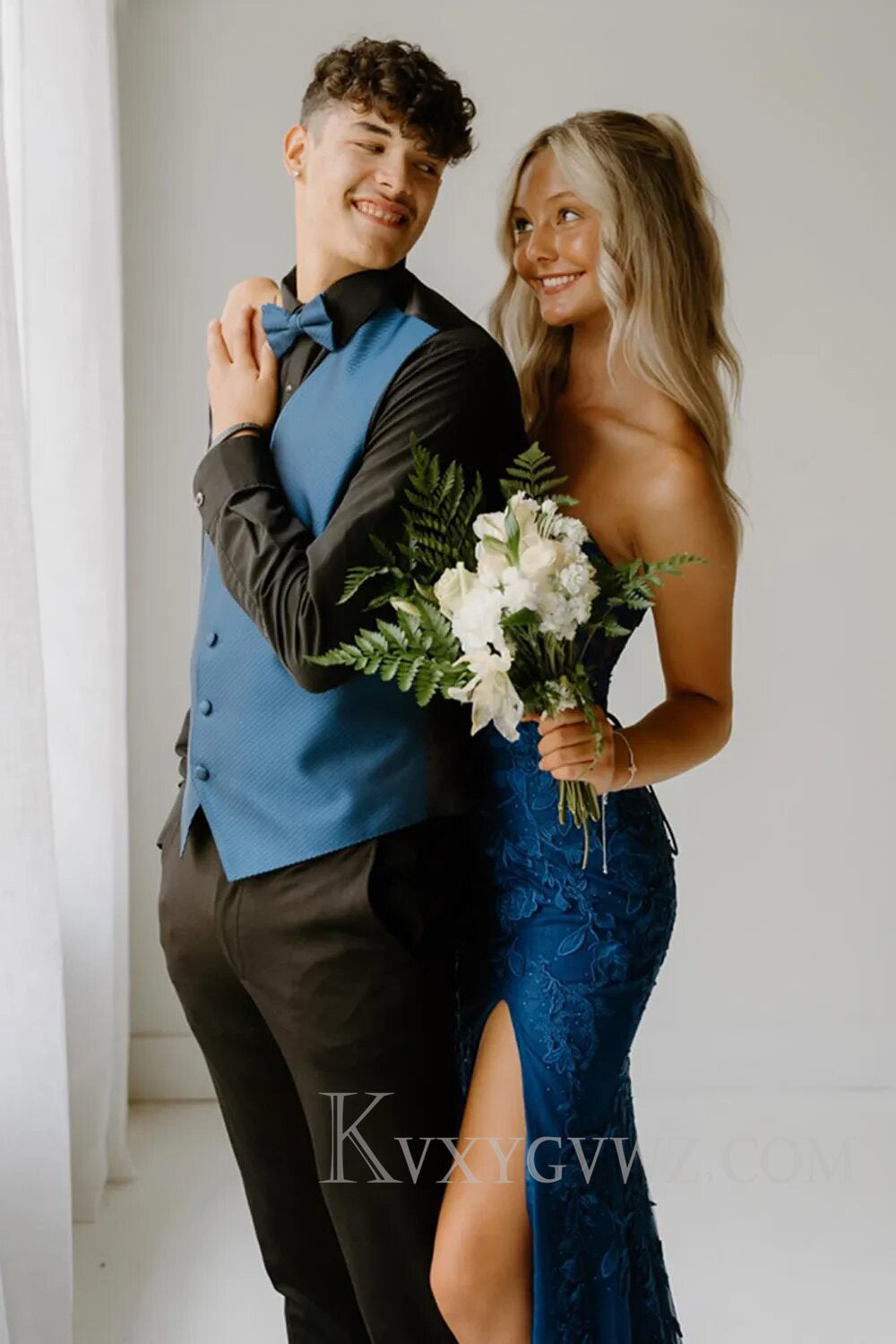 Pink Corset Sweetheart Long Lace Prom Dress with Slit LF107
