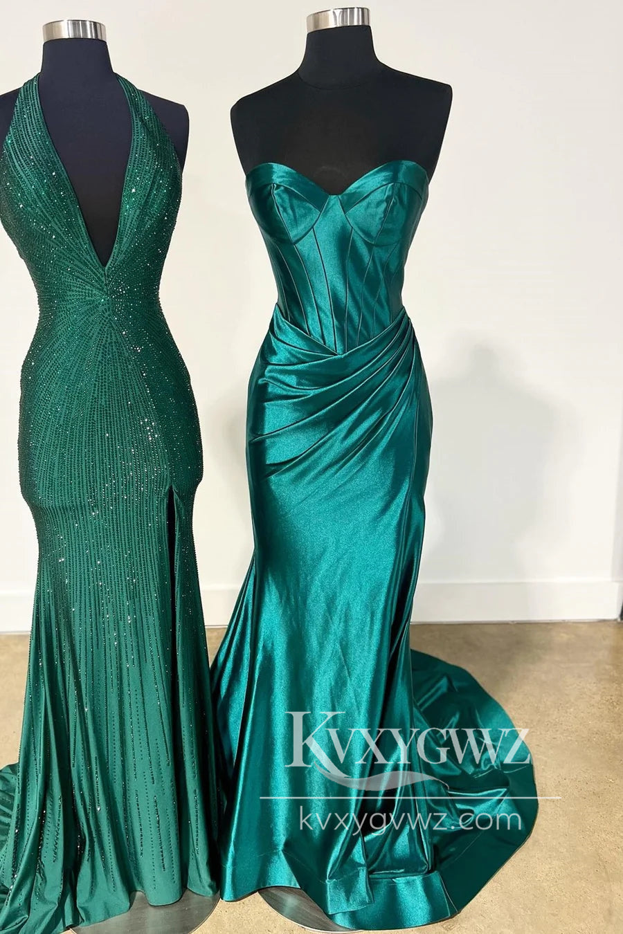 Purple Sweetheart Evening Gown Ruching Trumpet Long Prom Dress with Slit LF1084