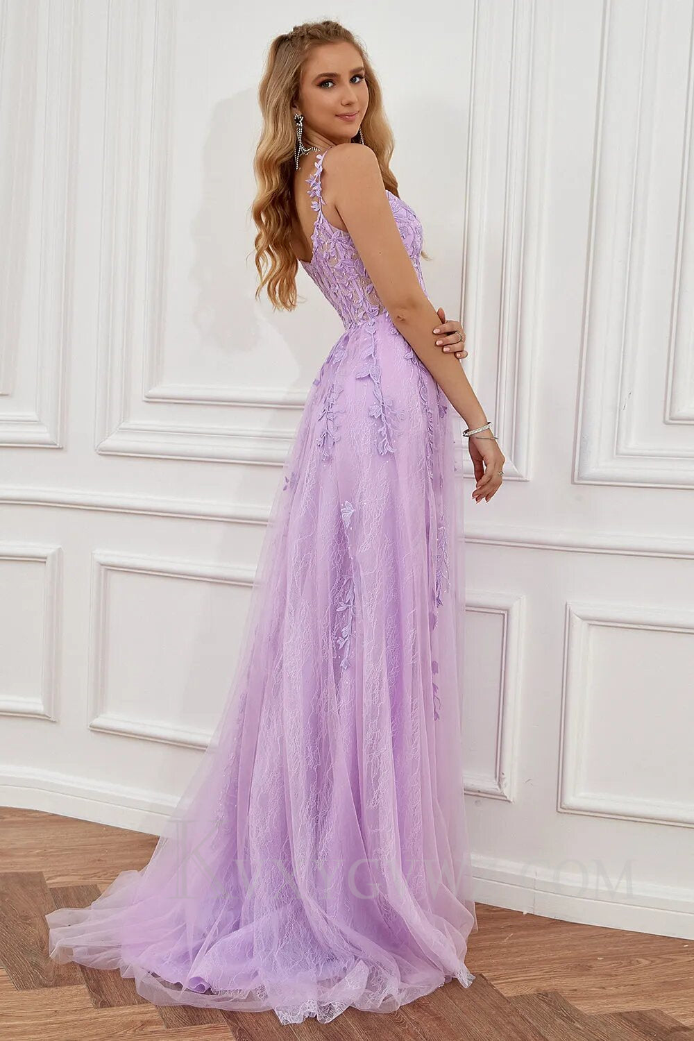 A Line Spaghetti Straps Light Green Sweetheart Prom Dress with Appliques LF011