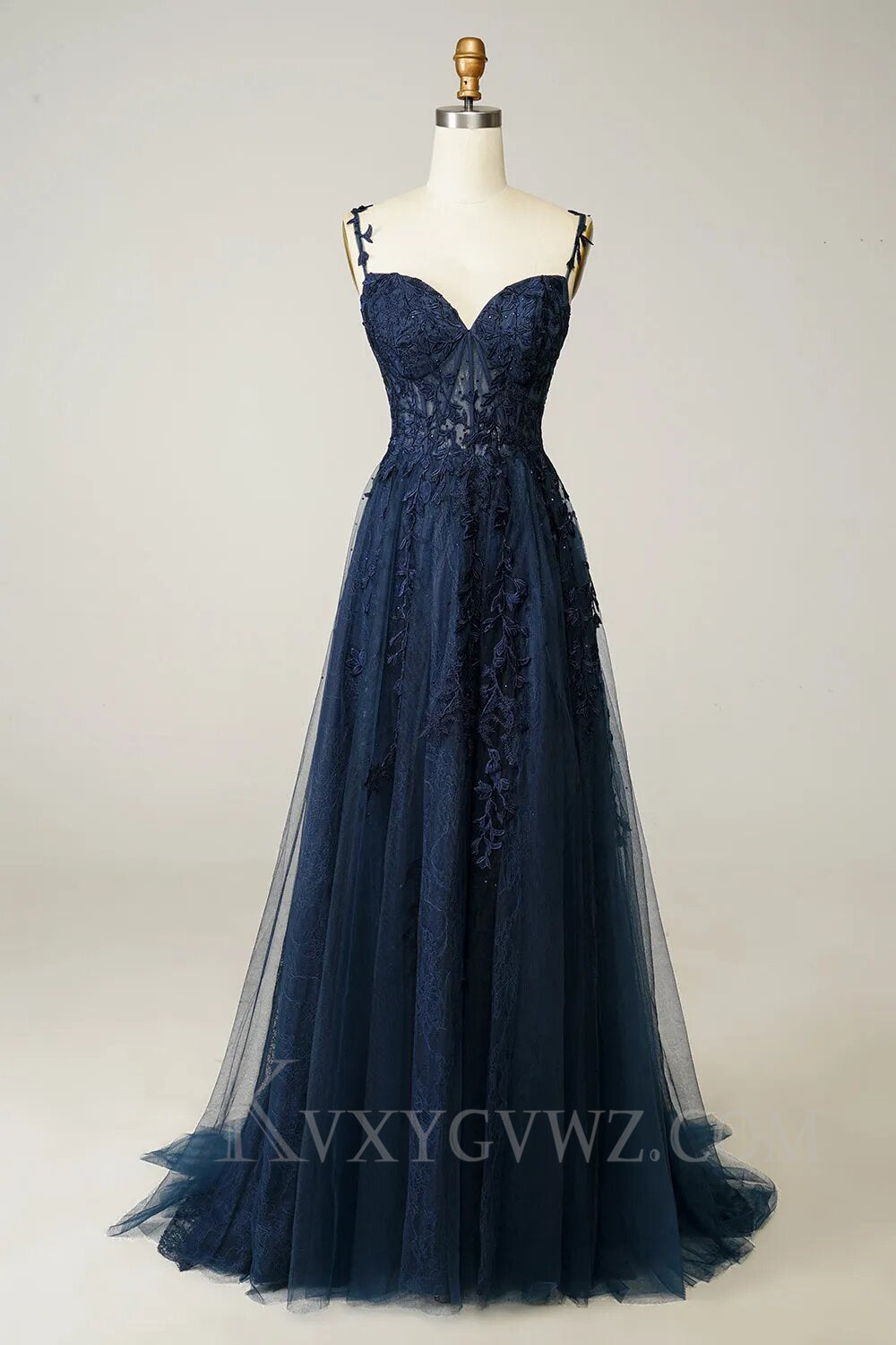 A Line Spaghetti Straps Light Green Sweetheart Prom Dress with Appliques LF011