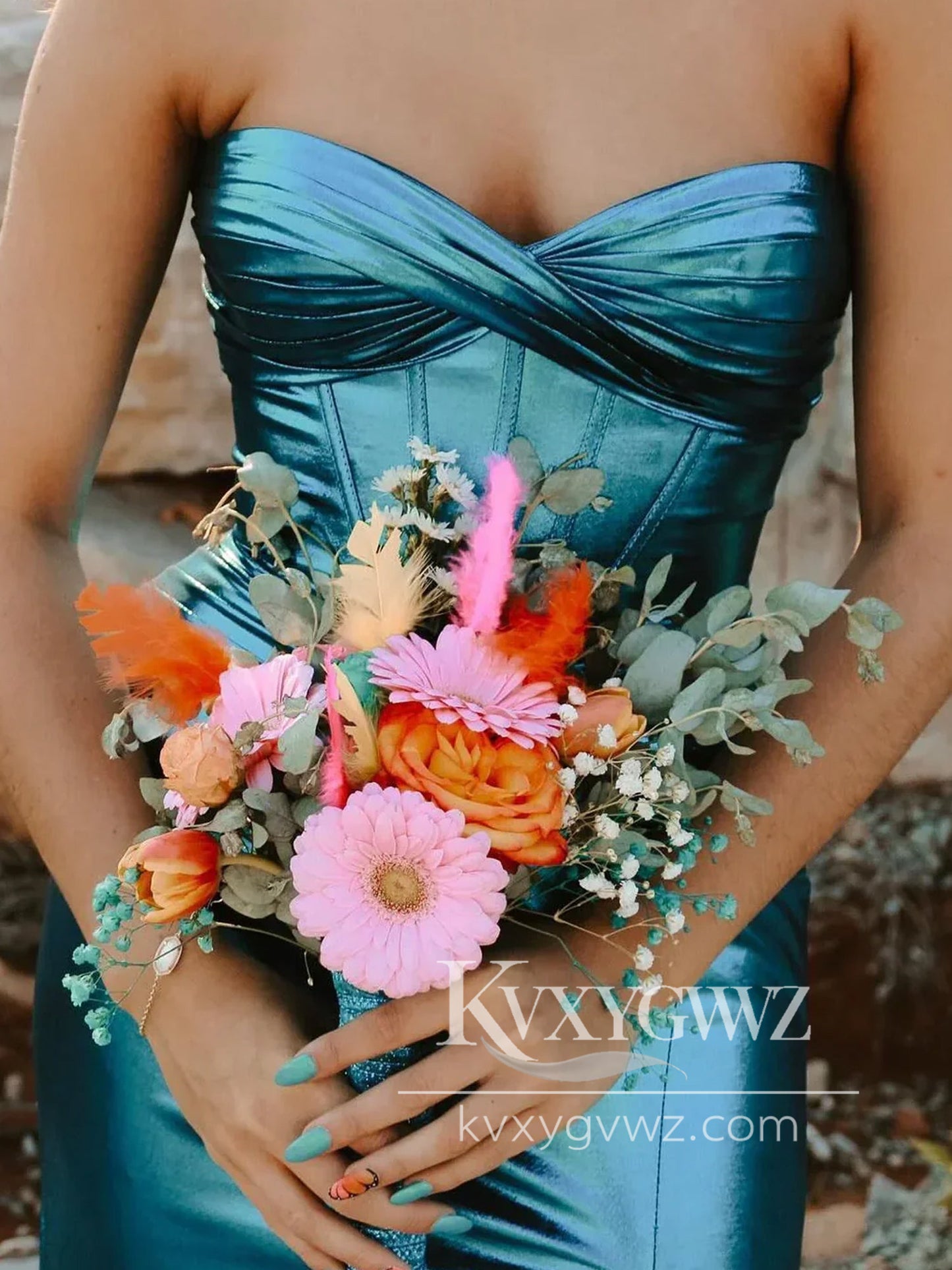 Charming Mermaid Sweetheart Evening Gown Conspicuous Satin Prom Dress With Slit LF1129
