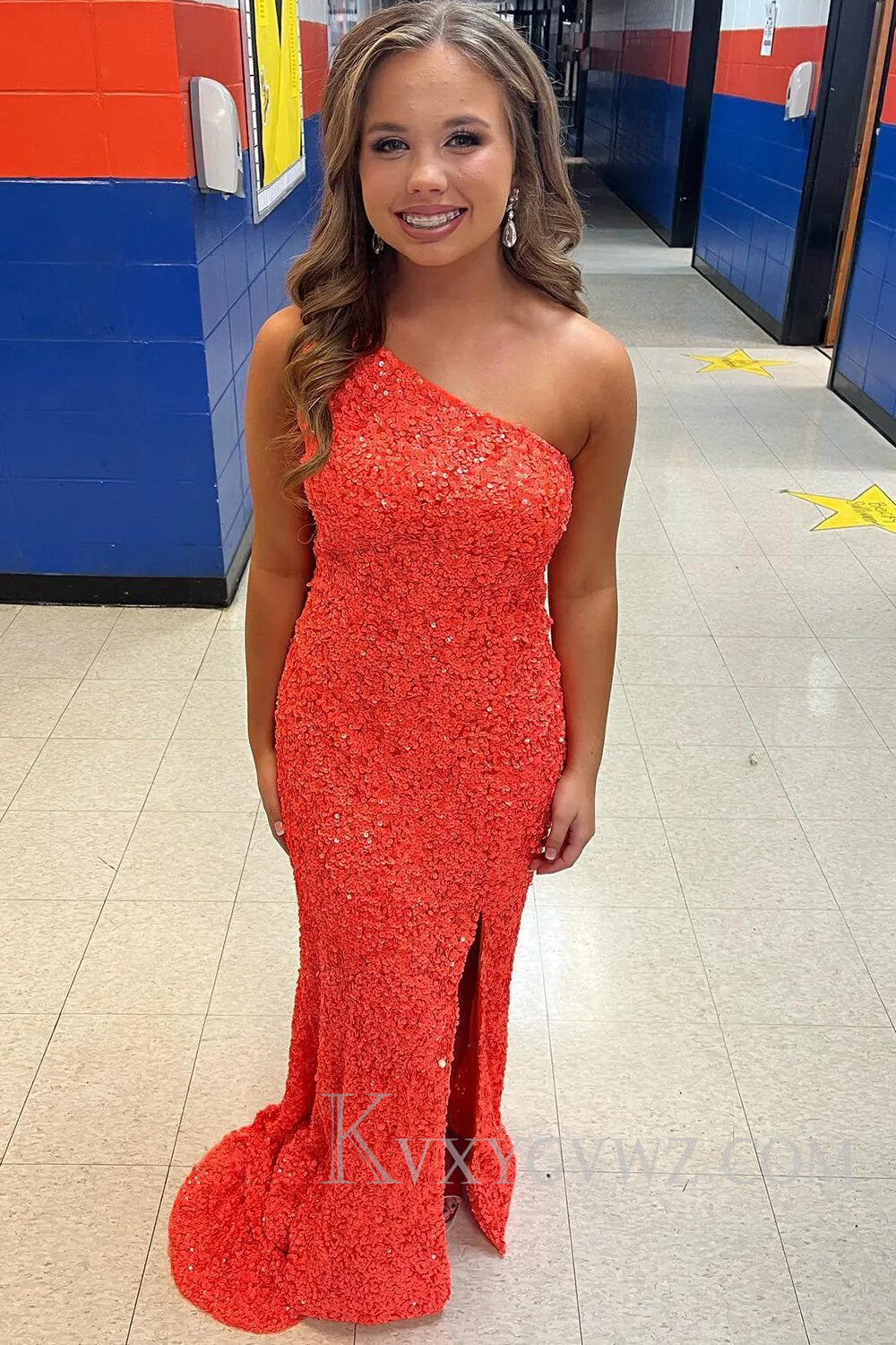Glitter Black Sequins Long Prom Dress with Slit LF114