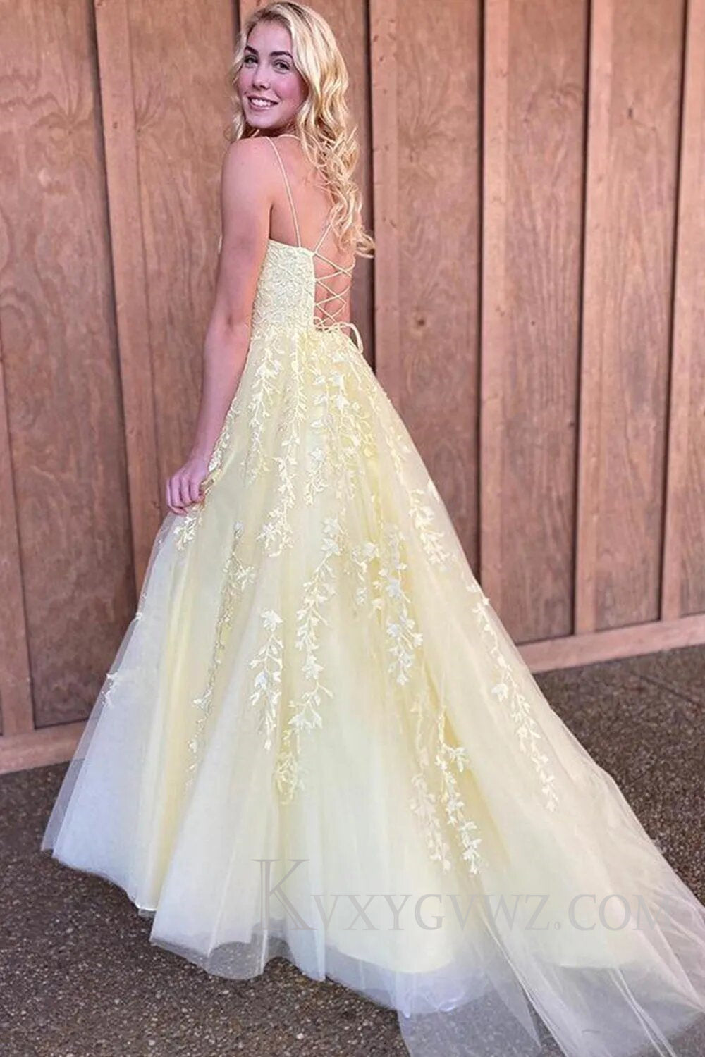 Red Spaghetti Straps Long Prom Dress with Appliques LF115