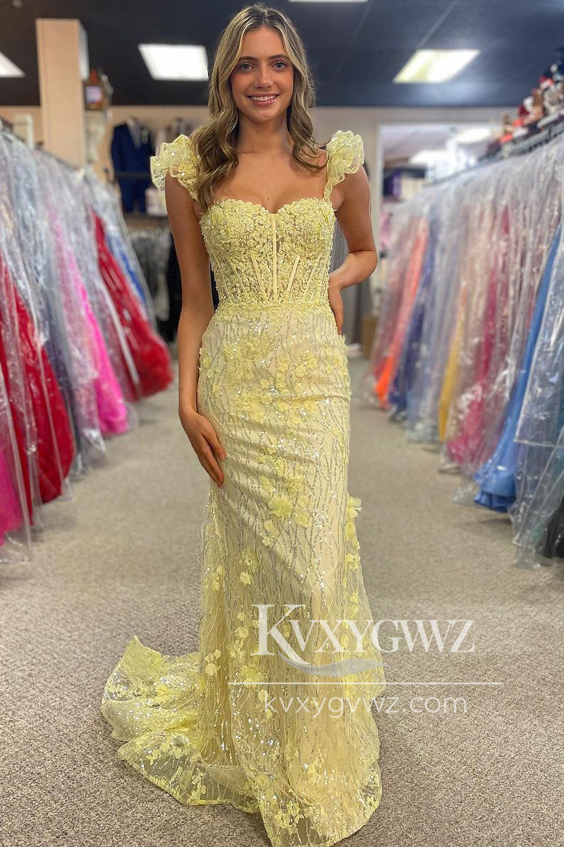 Red Floral Lace Evening Gown Sweetheart Mermaid Long Prom Dress LF1156