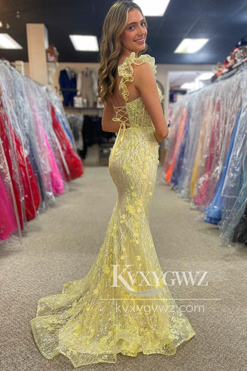 Red Floral Lace Evening Gown Sweetheart Mermaid Long Prom Dress LF1156