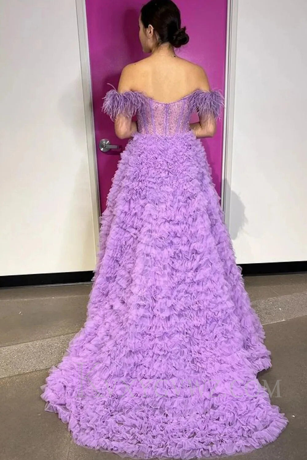 Red Off the Shoulder A-Line Princess Prom Dress LF012