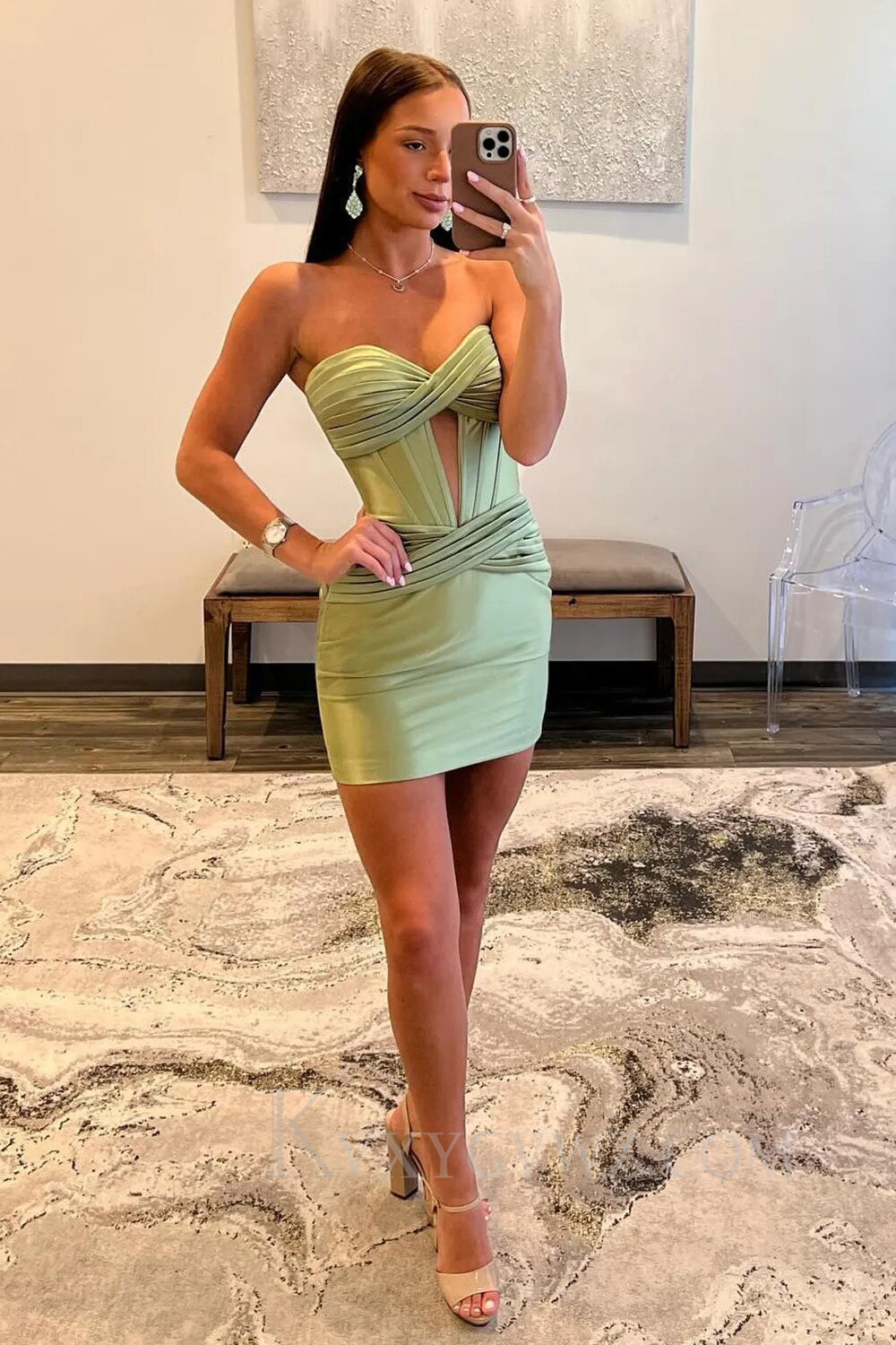Sage Green Corset Sweetheart Tight Short Homecoming Dress LF149