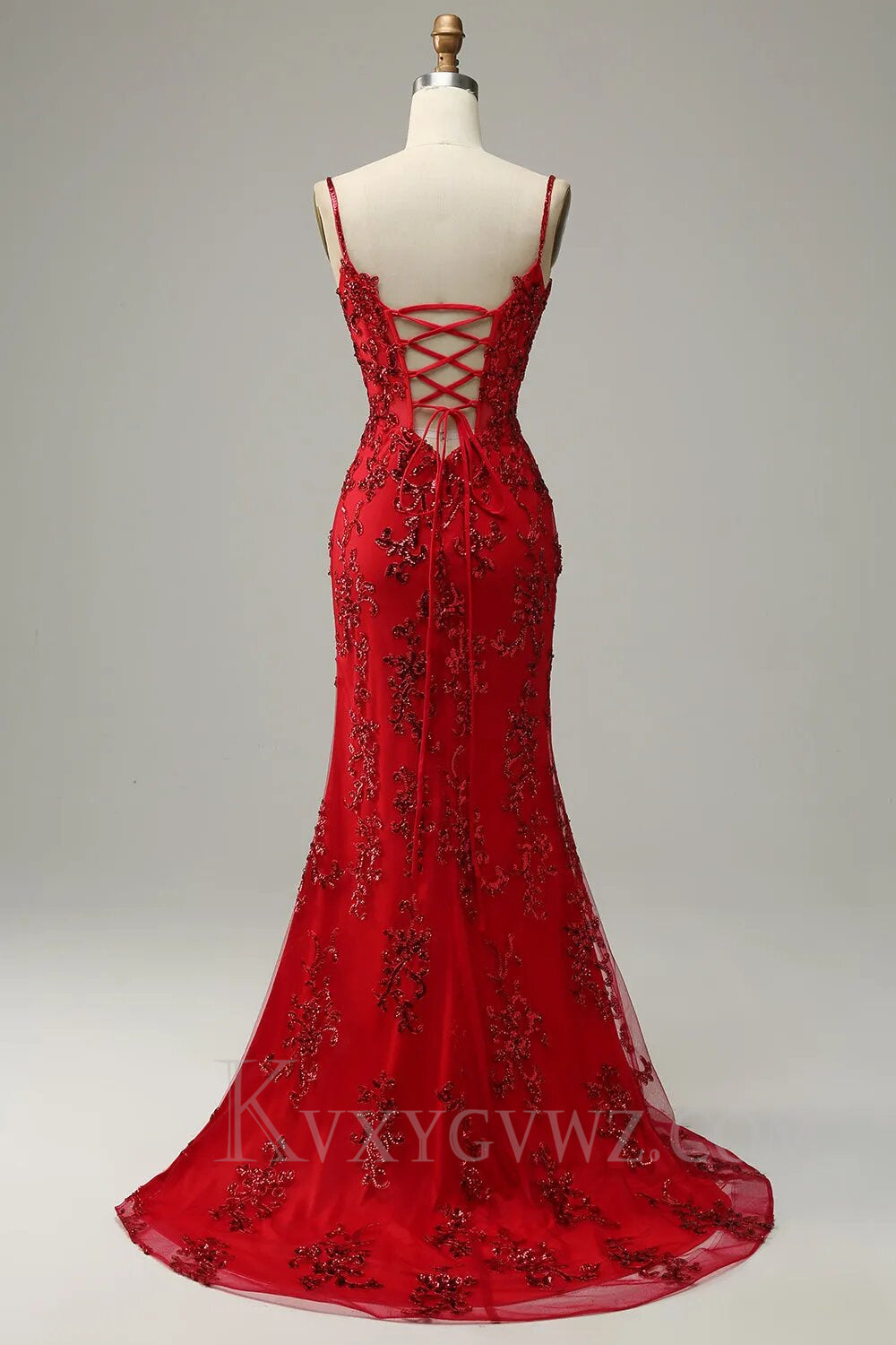 Sparkly Blue Sheath Sequins Lace Up Long Prom Dress with Slit LF021