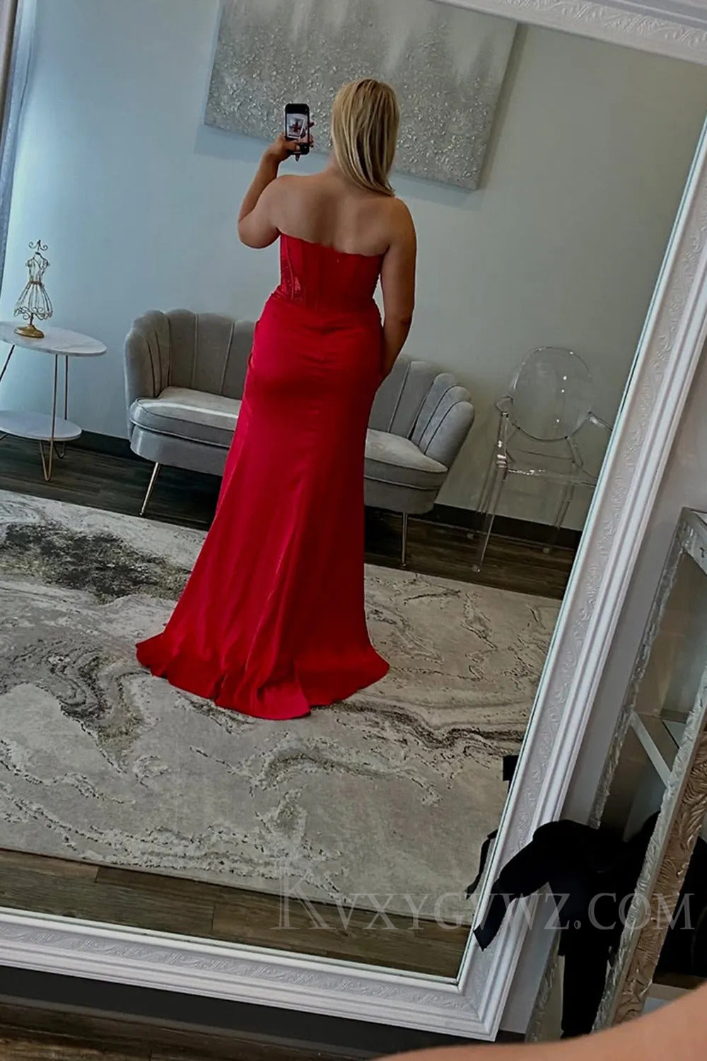 Corset Sparkly Red Sweetheart Prom Dress with Beadings LF220