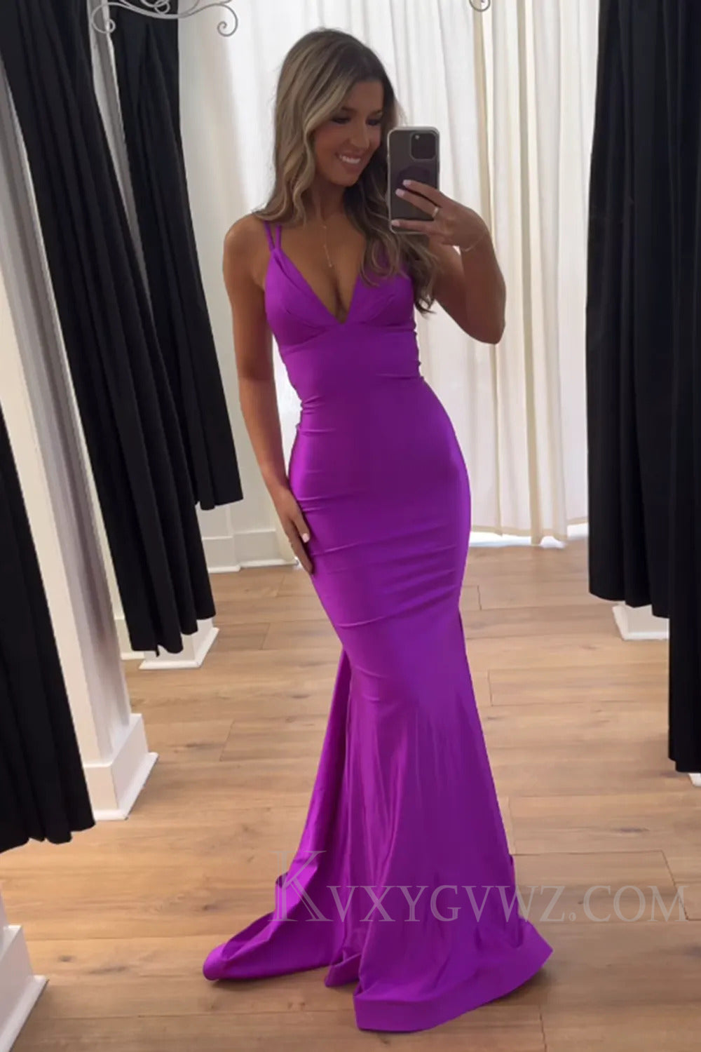 Blue Mermaid Lace Up Sweep Train Long Prom Dress With Slit LF225