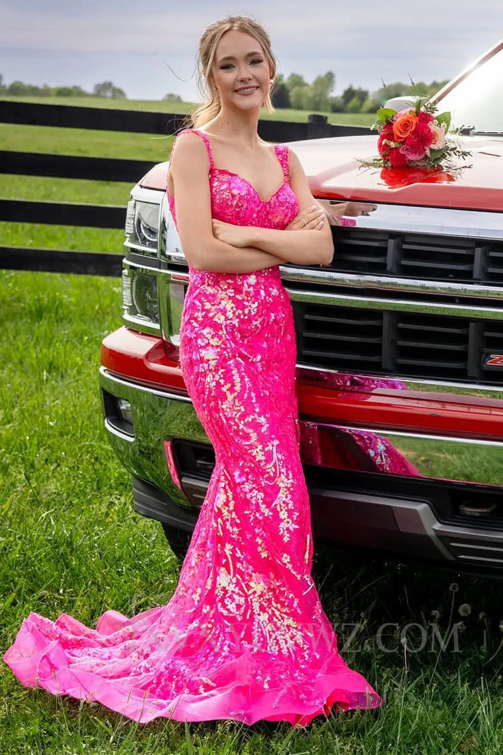 Sparkly Mermaid Off The Shoulder Golden Long Sequins Prom Dress LF029