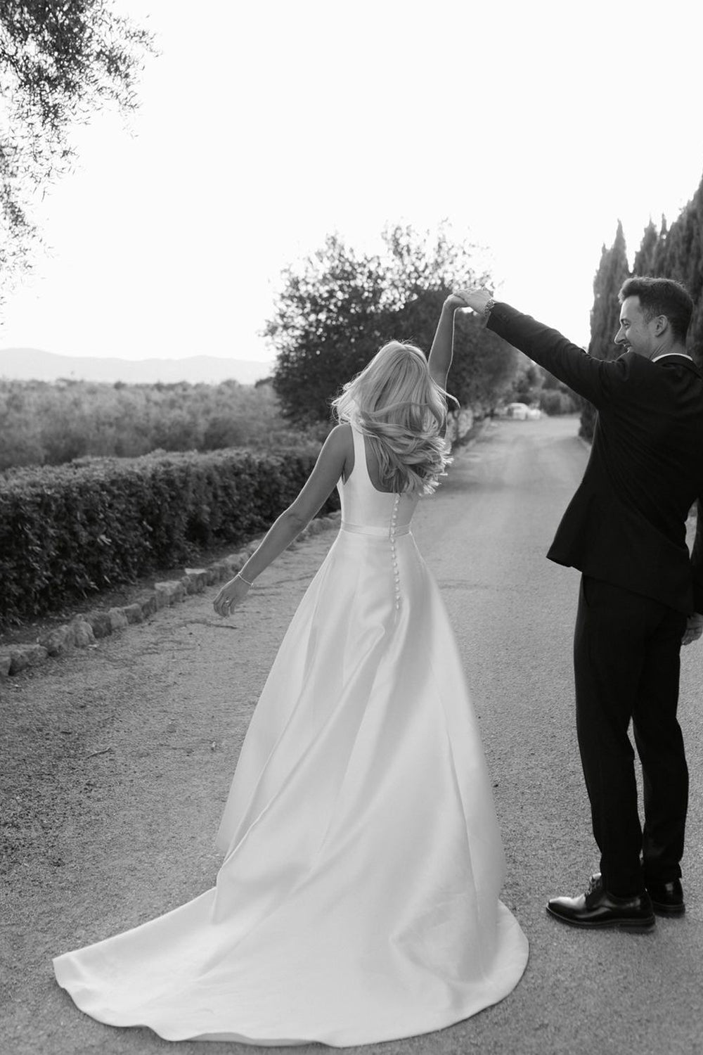Cute A Line Square Neck Satin Long Wedding Dresses Gown HS900