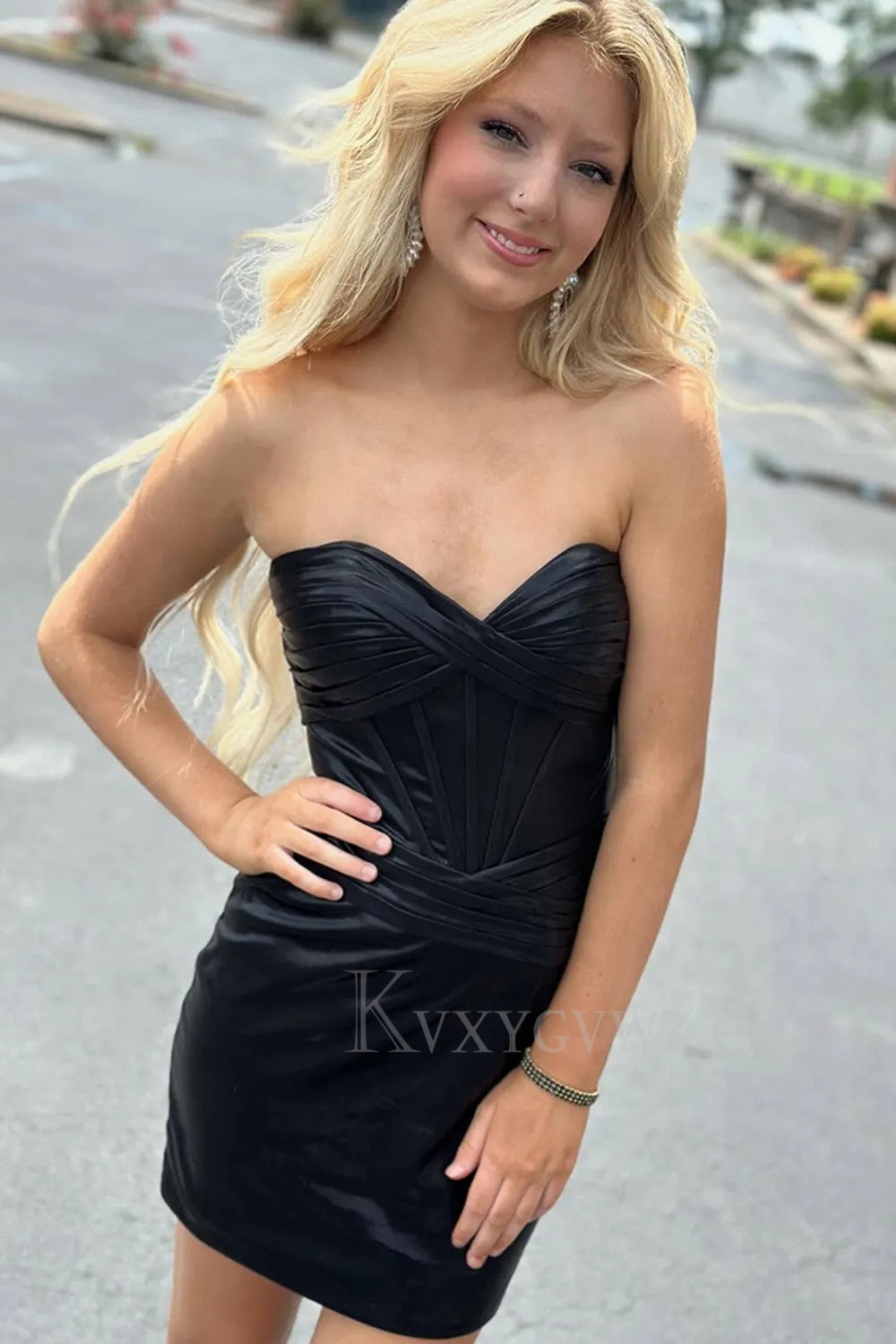 Strapless Hot Pink Corset Tight Short Homecoming/Cocktail Dress LF310
