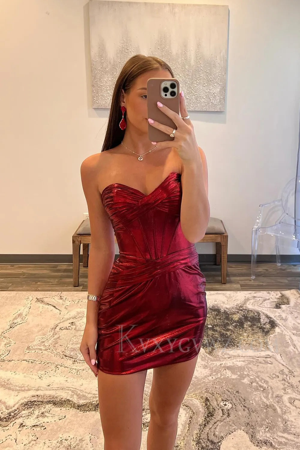 Strapless Hot Pink Corset Tight Short Homecoming/Cocktail Dress LF310