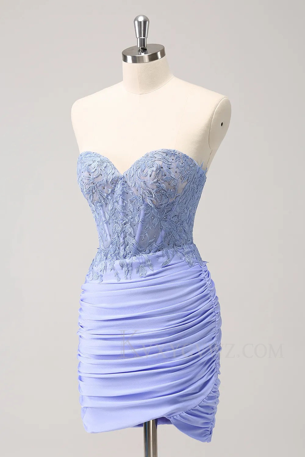 Sparkly Strapless Corset Lilac Sequins Short Tight Homecoming/Cocktail Dress LF312