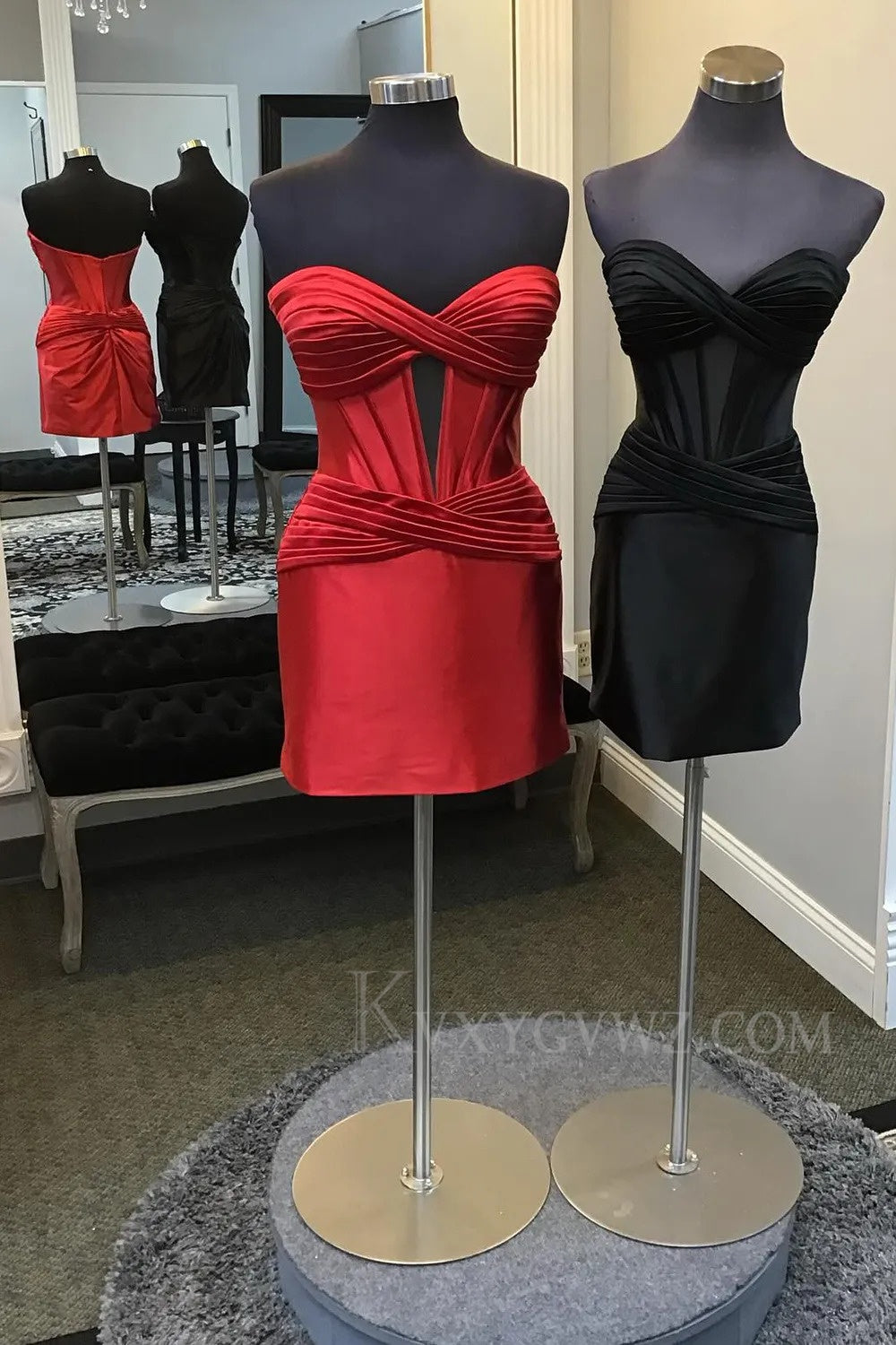 Burgundy Corset Strapless Tight Short Homecoming /Cocktail Dress LF313