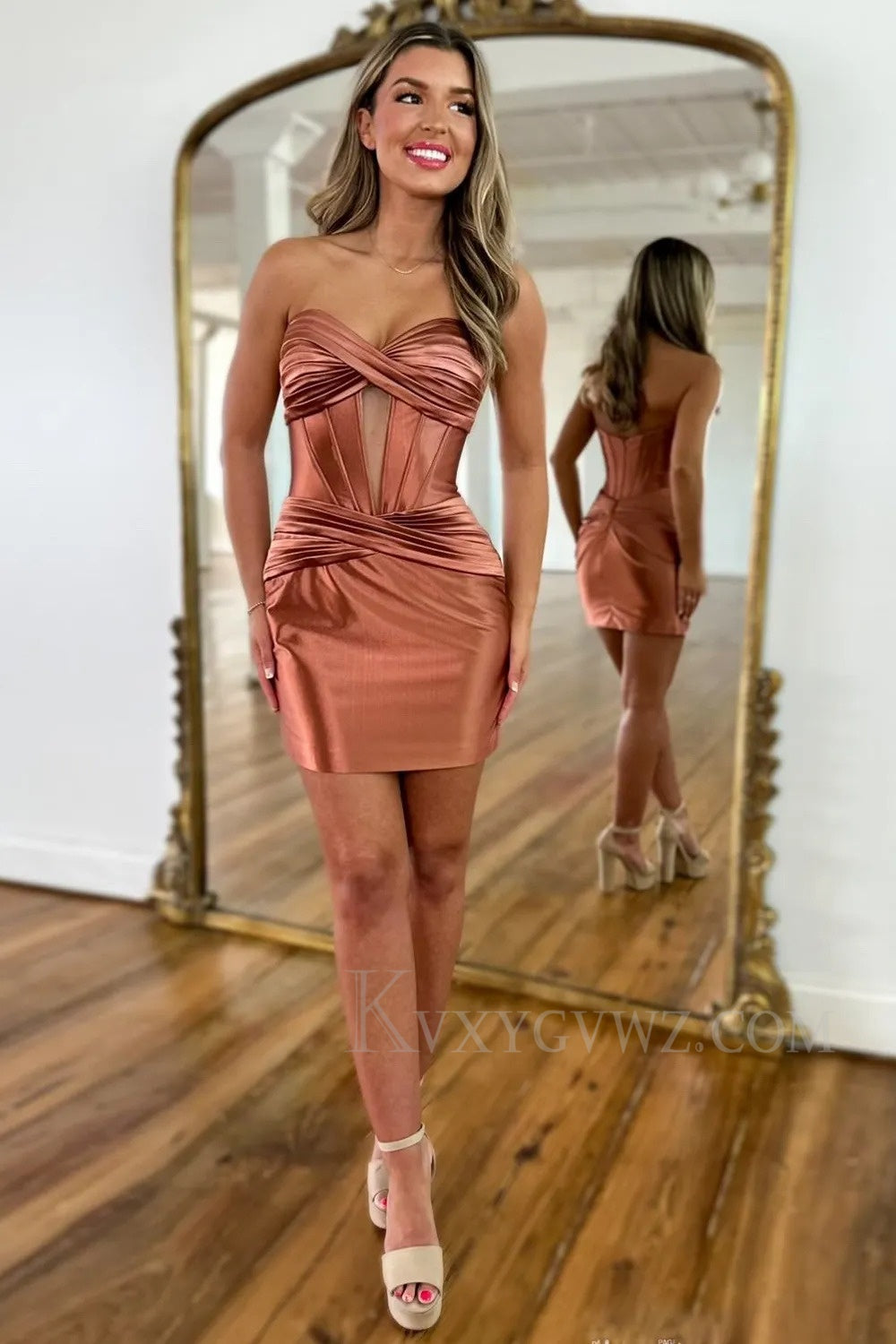 Blue Corset Keyhole Tight Short Homecoming/Cocktail Dress with Ruffles LF314