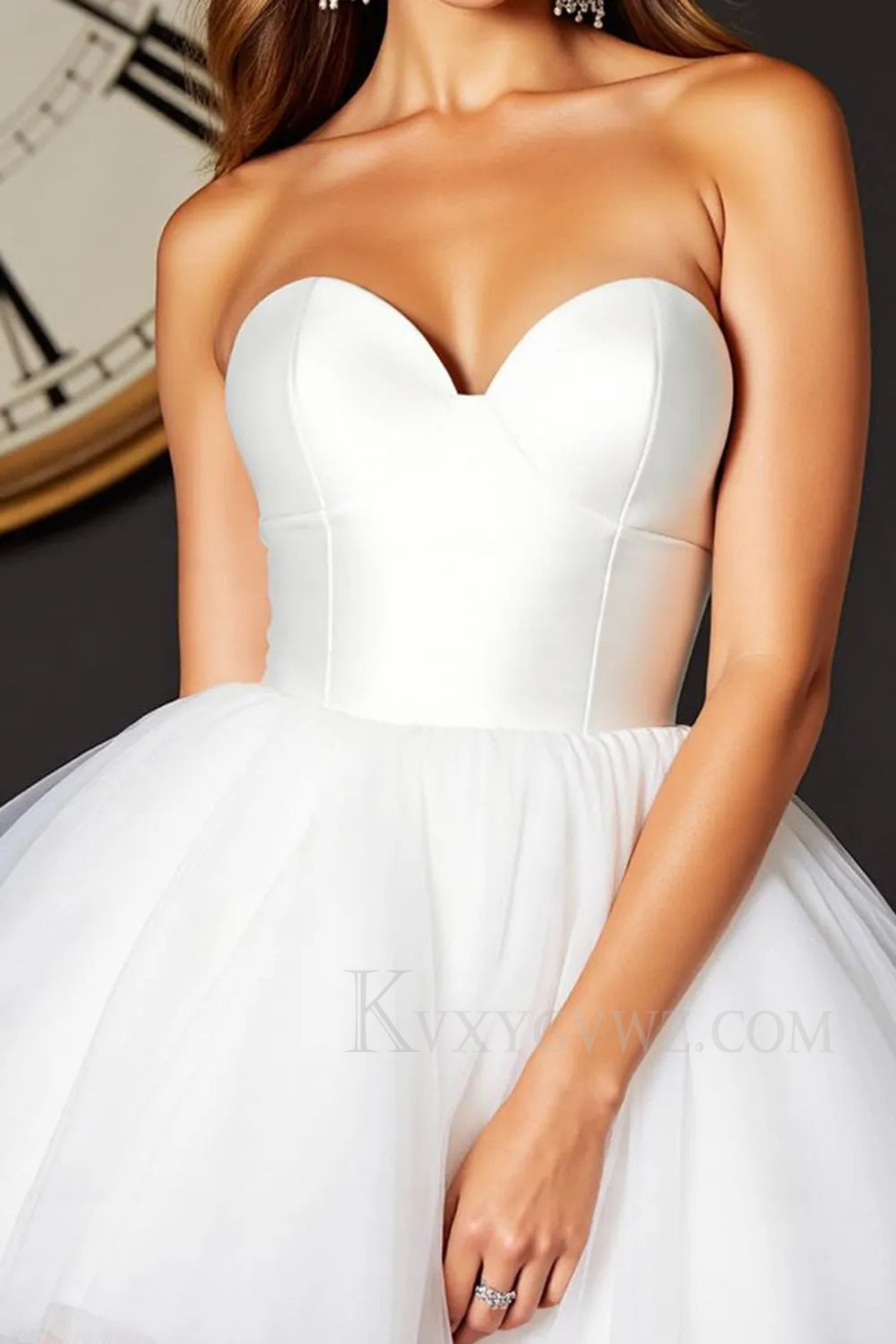 White Tulle Sweetheart A Line Short Corset Homecoming/Cocktail Dress LF350