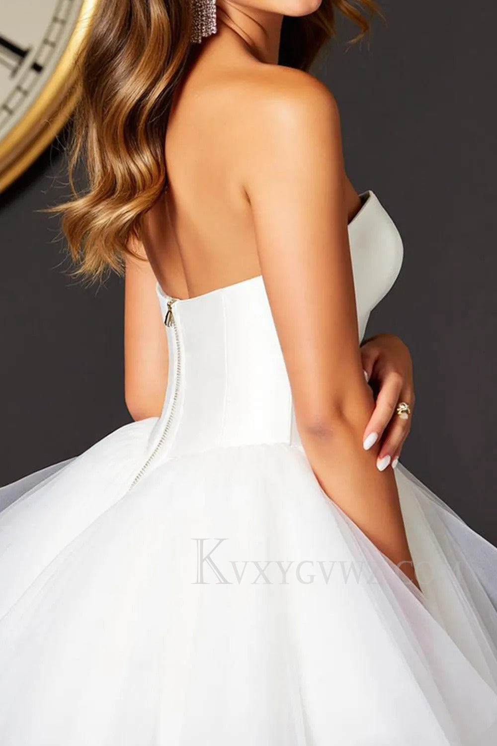 White Tulle Sweetheart A Line Short Corset Homecoming/Cocktail Dress LF350