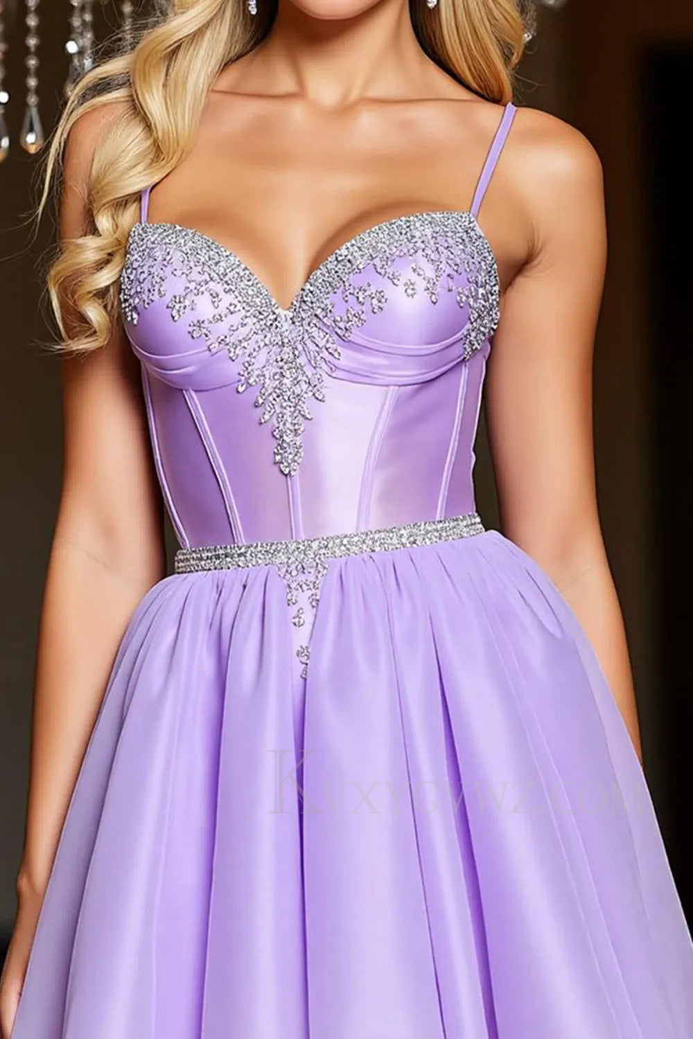 Sparkly Purple A Line Short Corset Homecoming/Cocktail Dress with Beading LF356