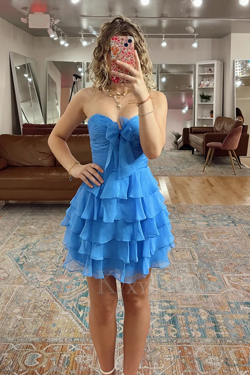 Royal Blue A Line Sweetheart Tiered Tulle Short Homecoming/Cocktail Dress LF362