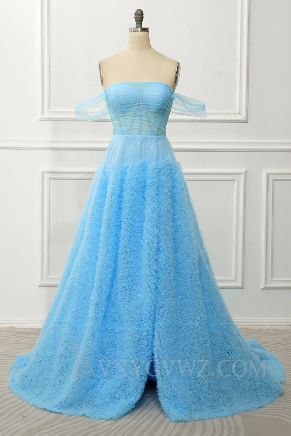 Pink Corset Off the Shoulder Long Prom Dress with Ruffles LF038