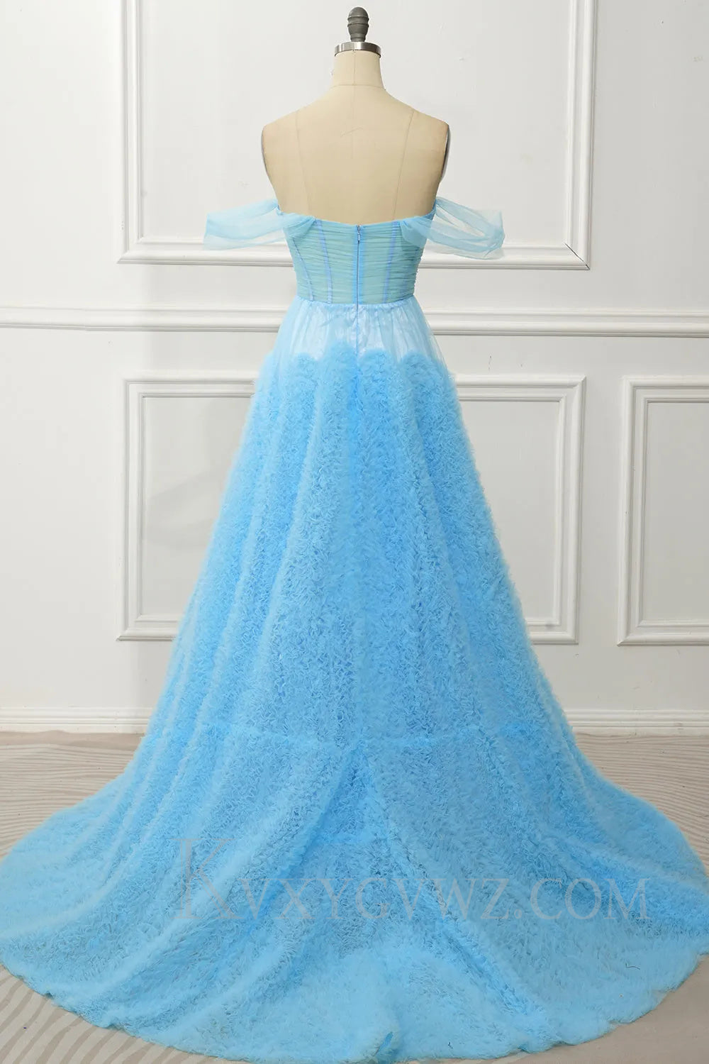 Pink Corset Off the Shoulder Long Prom Dress with Ruffles LF038