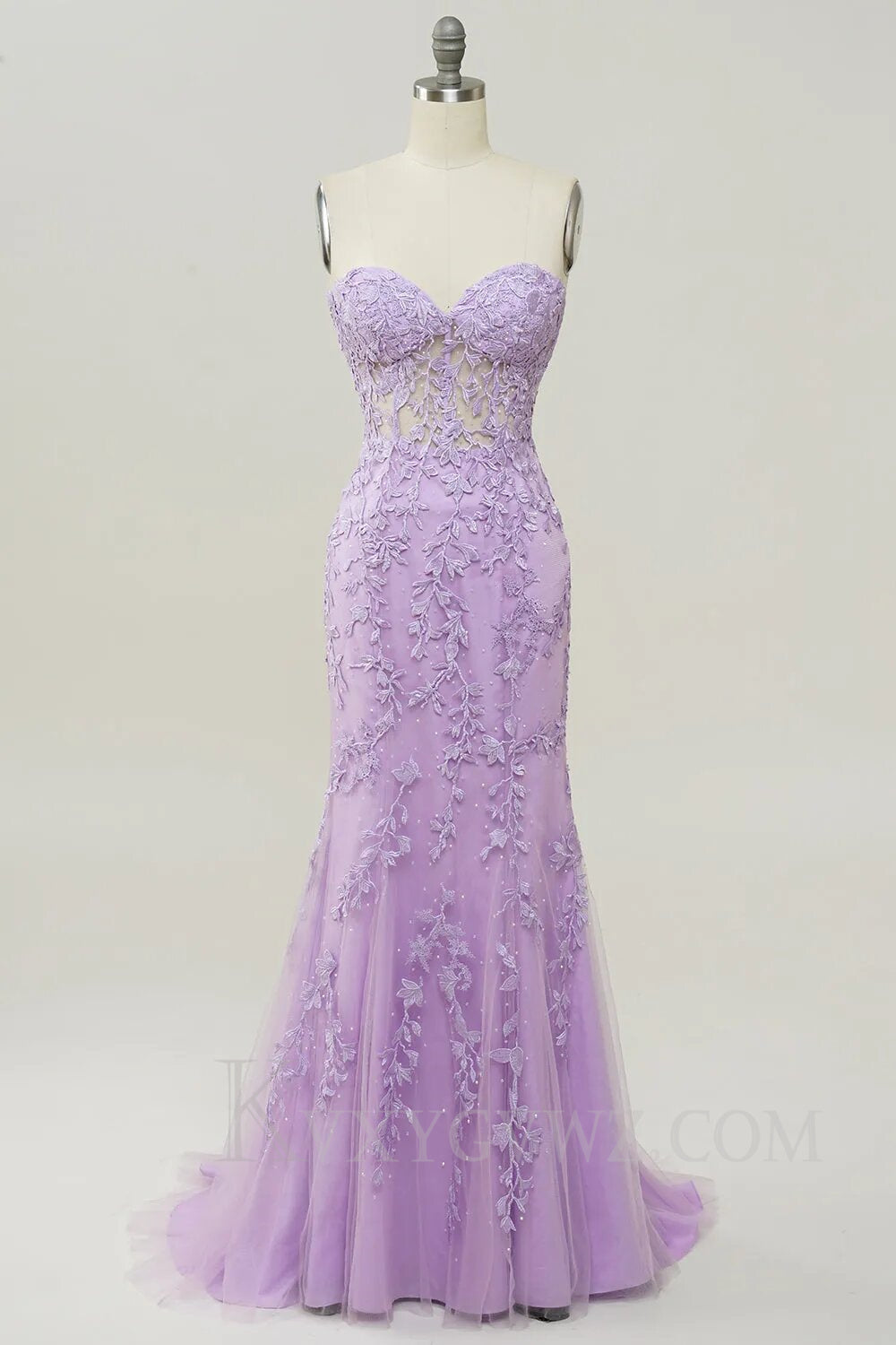 Purple Sweetheart Neck Mermaid Prom Dress With Appliques LF004