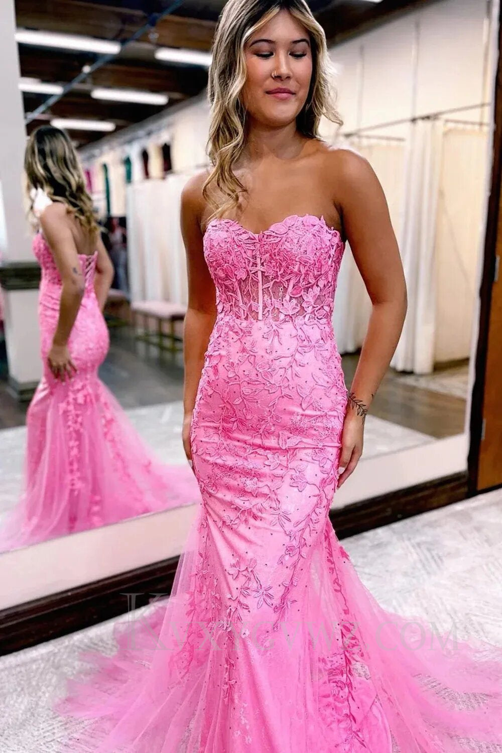 Purple Sweetheart Neck Mermaid Prom Dress With Appliques LF004