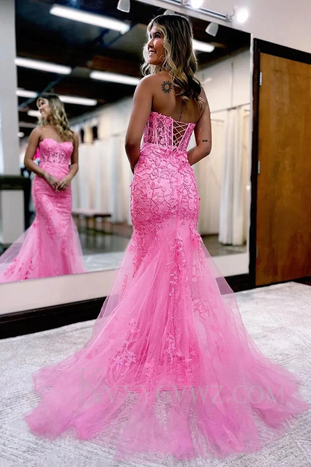 Purple Sweetheart Neck Mermaid Prom Dress With Appliques LF004