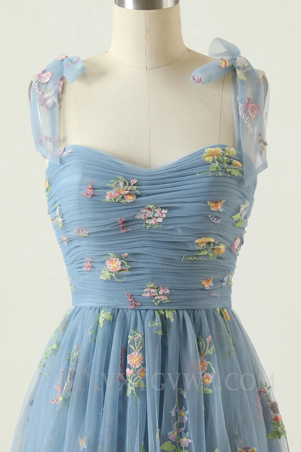 Green Embroidery Floor length A Line Long Prom Dress LF040