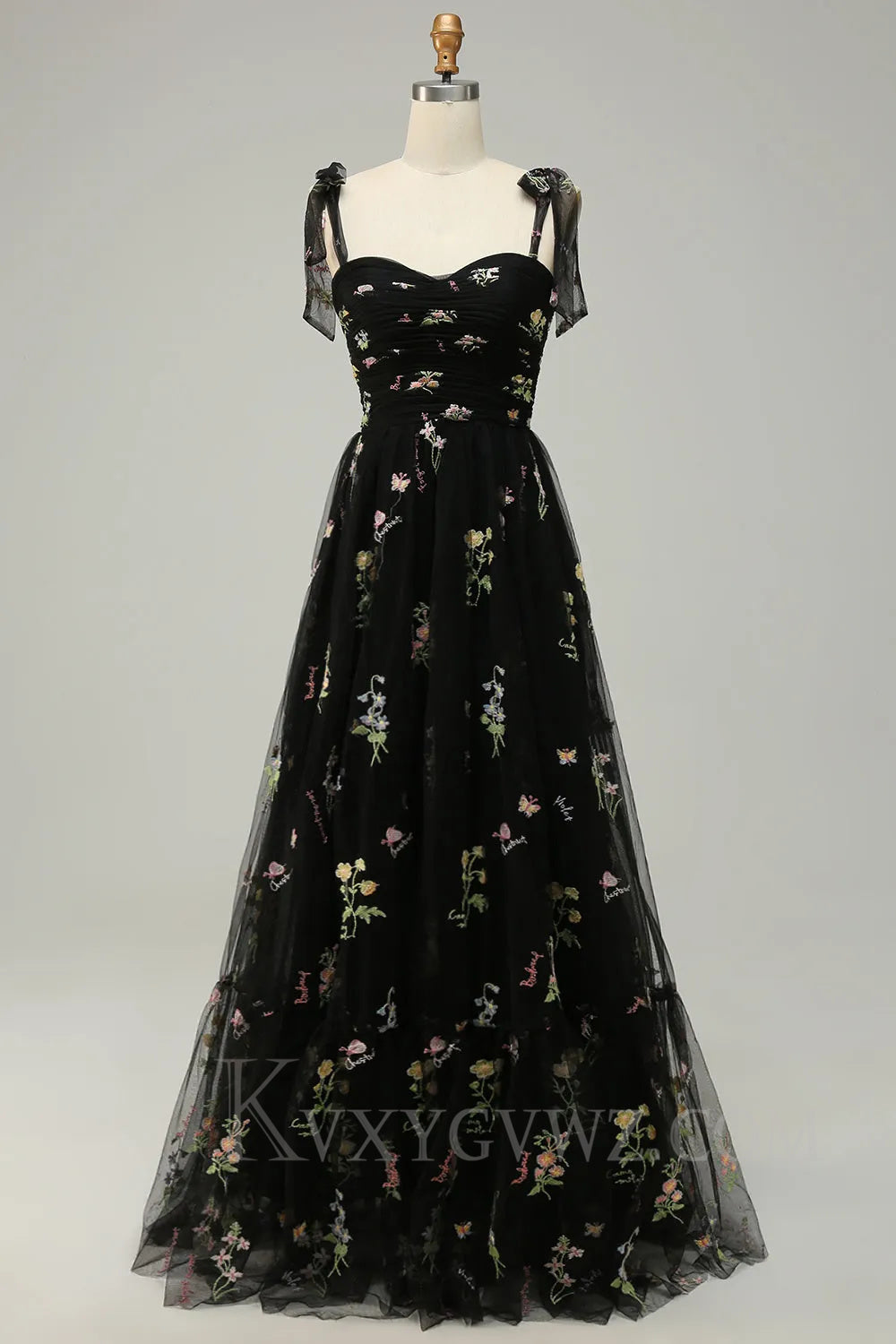 Green Embroidery Floor length A Line Long Prom Dress LF040