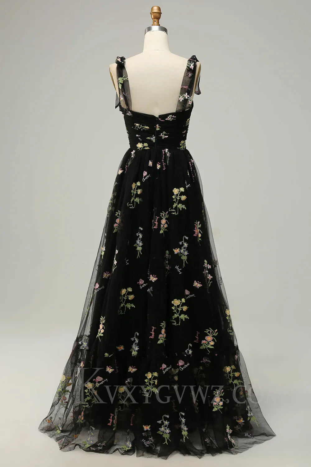 Green Embroidery Floor length A Line Long Prom Dress LF040