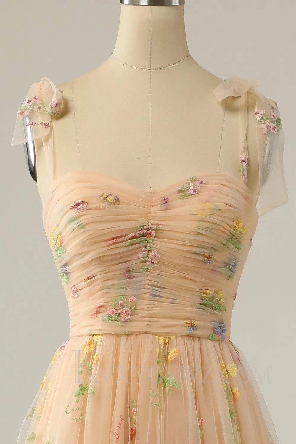 Green Embroidery Floor length A Line Long Prom Dress LF040