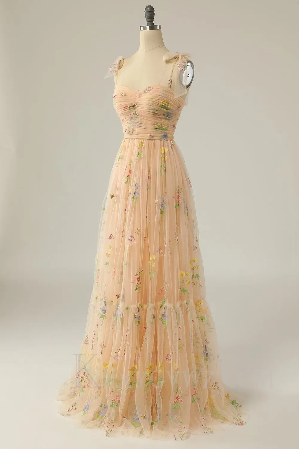 Green Embroidery Floor length A Line Long Prom Dress LF040