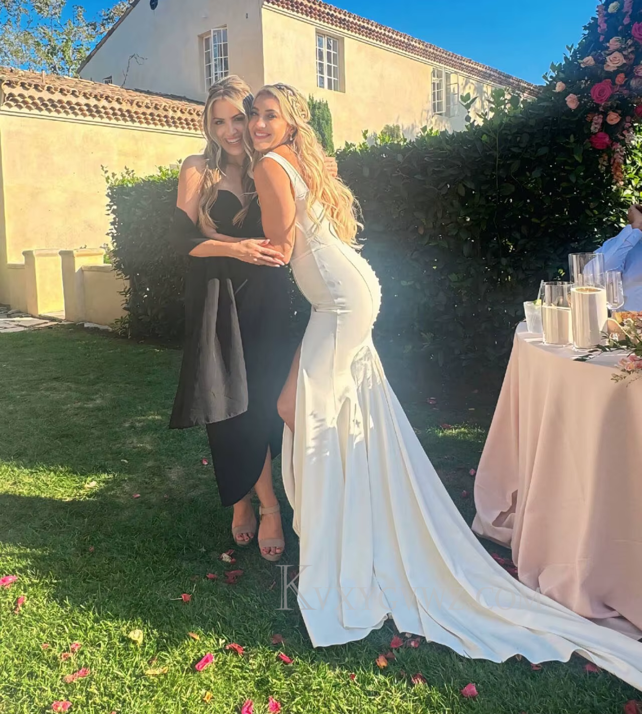 Sexy Deep V Neck Satin Sweep Train Wedding Gown/Dress HS405