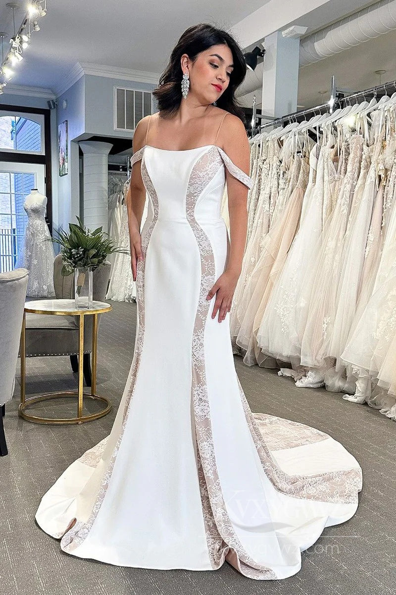 Elegant Off-the-Shoulder Bridal Gown Satin Mermaid Wedding Dress HS520