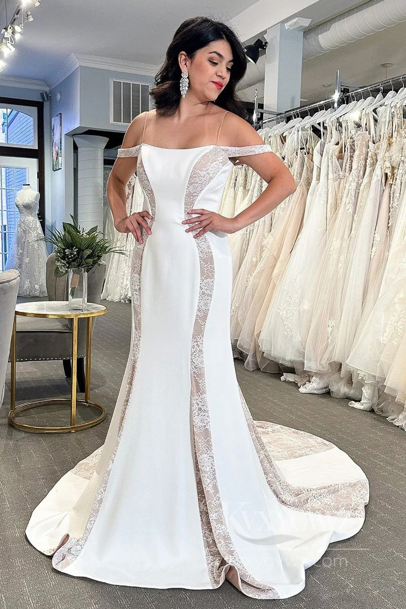 Elegant Off-the-Shoulder Bridal Gown Satin Mermaid Wedding Dress HS520