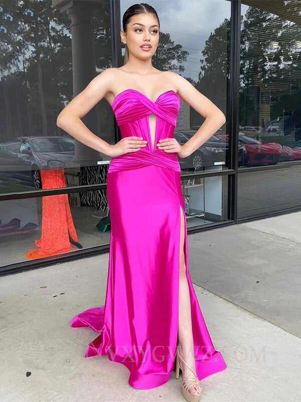 Mermaid Royal Blue Sweetheart Long Prom Dress with Slit LF064