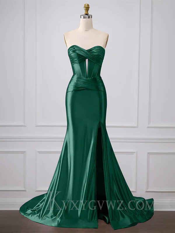 Mermaid Royal Blue Sweetheart Long Prom Dress with Slit LF064