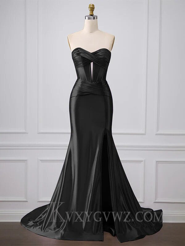 Mermaid Royal Blue Sweetheart Long Prom Dress with Slit LF064
