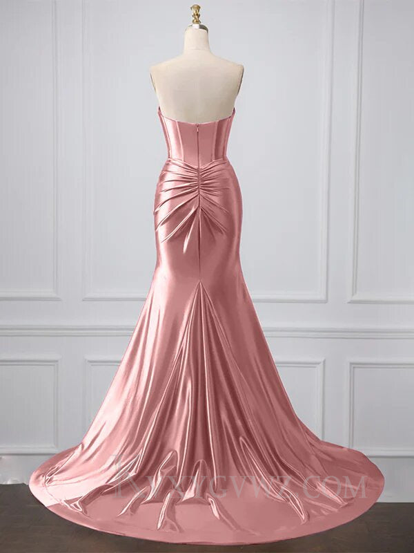 Mermaid Royal Blue Sweetheart Long Prom Dress with Slit LF064