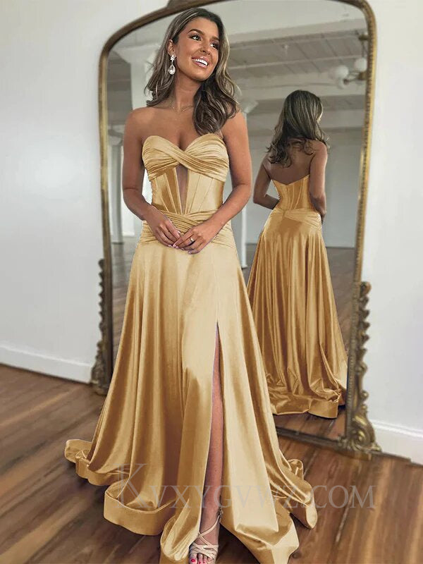 Mermaid Royal Blue Sweetheart Long Prom Dress with Slit LF064