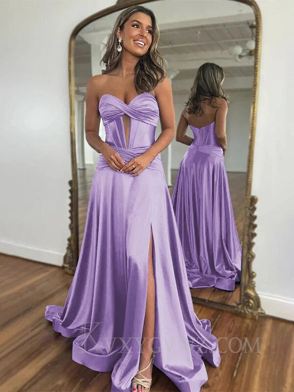 Mermaid Royal Blue Sweetheart Long Prom Dress with Slit LF064