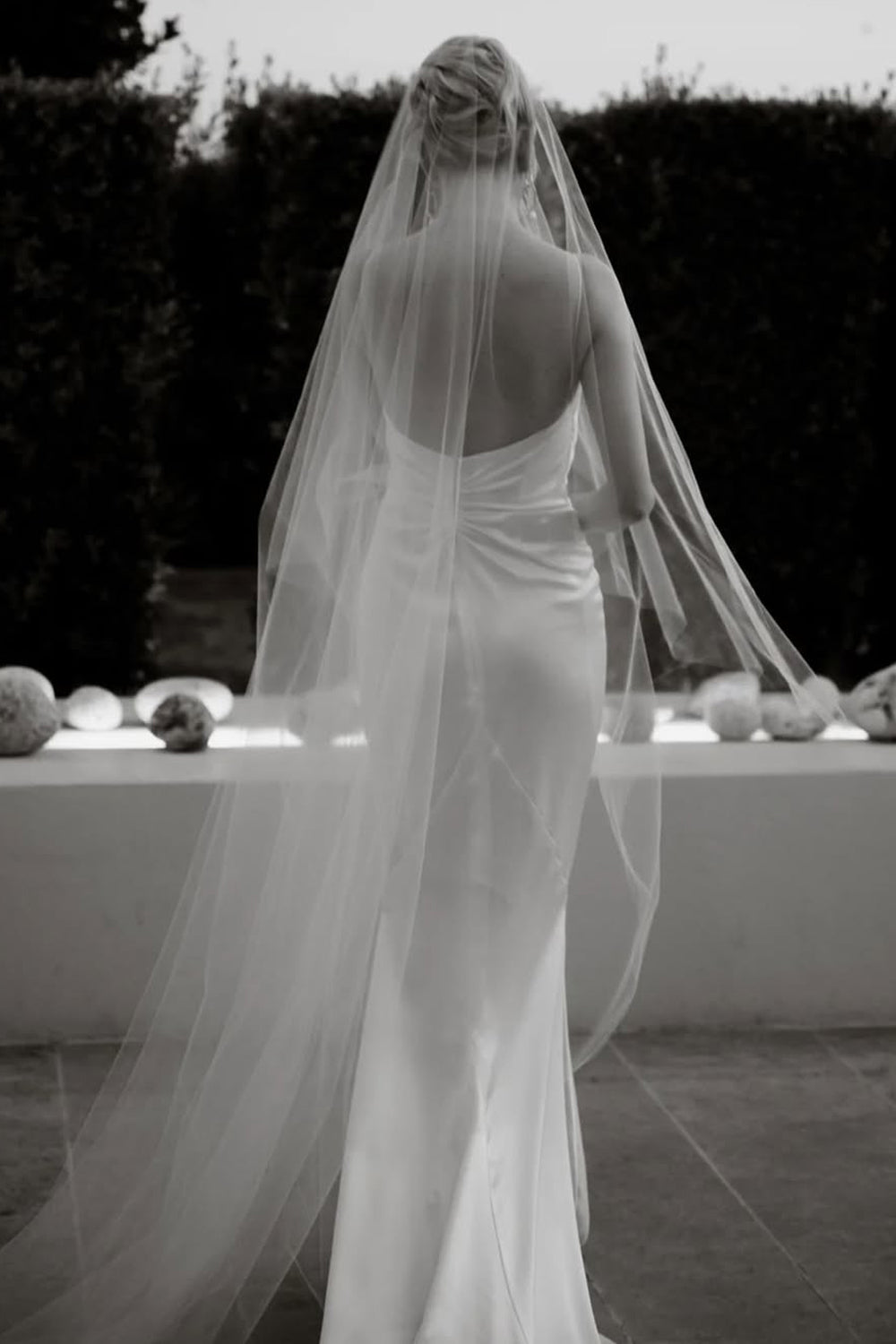 Romantic Mermaid Cowl Neck Silk Satin Wedding Dresses Gown HS850