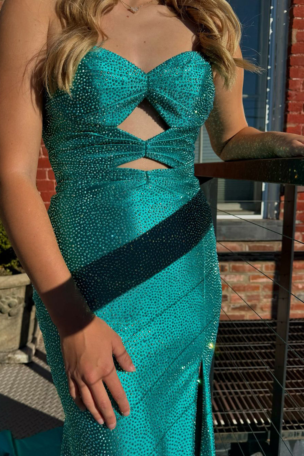 Conspicuous Mermaid V Neck Daffodial Satin Slit Prom Dress Gown with Beading